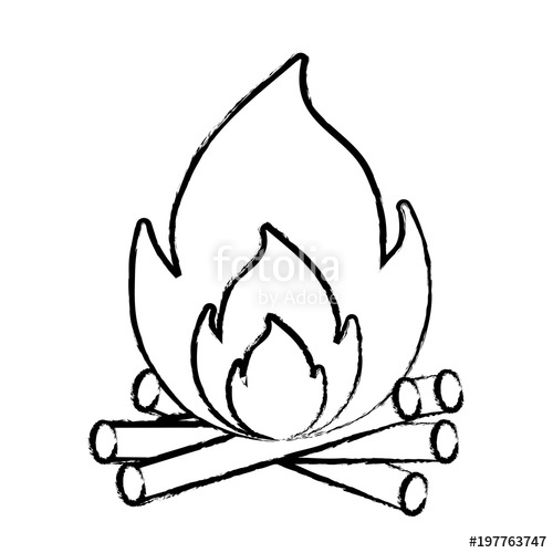 500x500 Sketch Of Bonfire Icon Over White Background, Vector Illustration - Bonfire Sketch