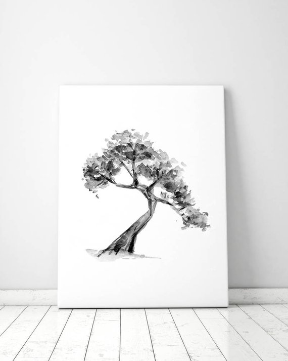 570x713 Bonsai Tree Art Bonsai Painting Art Print Nature Decor Etsy - Bonsai Sketch