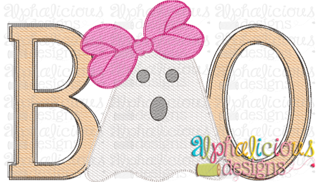 650x372 Boo With Bow Sketch Alphalicious Designs - Boo Sketch