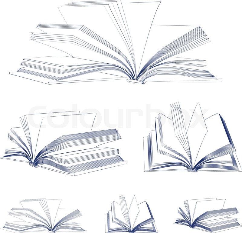 800x769 Open Book Sketch Set Isolated On White Background. Vector - Book Sketch