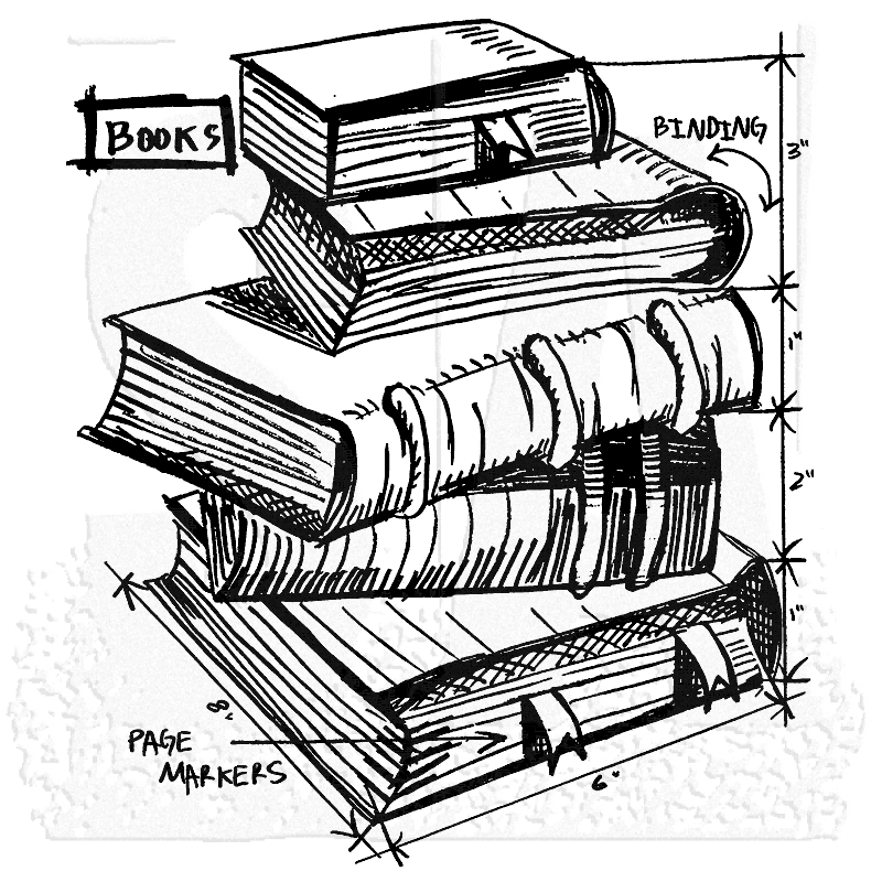 800x800 Tim Holtz Wood Mounted Stamp - Book Sketch