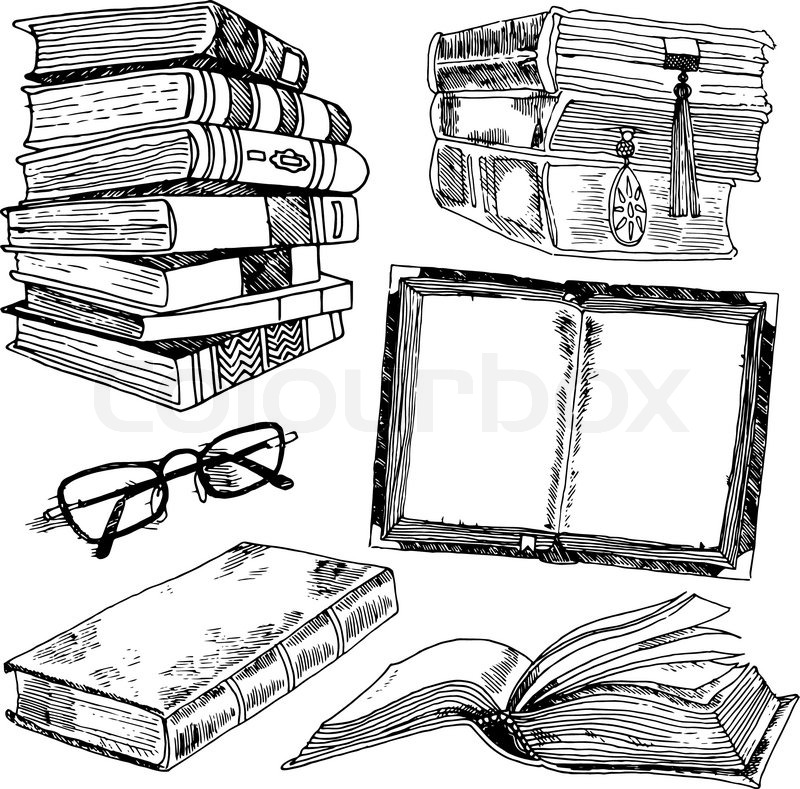 800x789 Book And Glasses Library Collection Black Sketch Decorative Icons - Book Sketch
