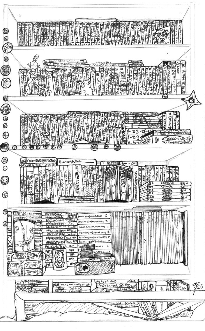 704x1136 Old Bookcase Sketch By Sanjichwan - Bookcase Sketch