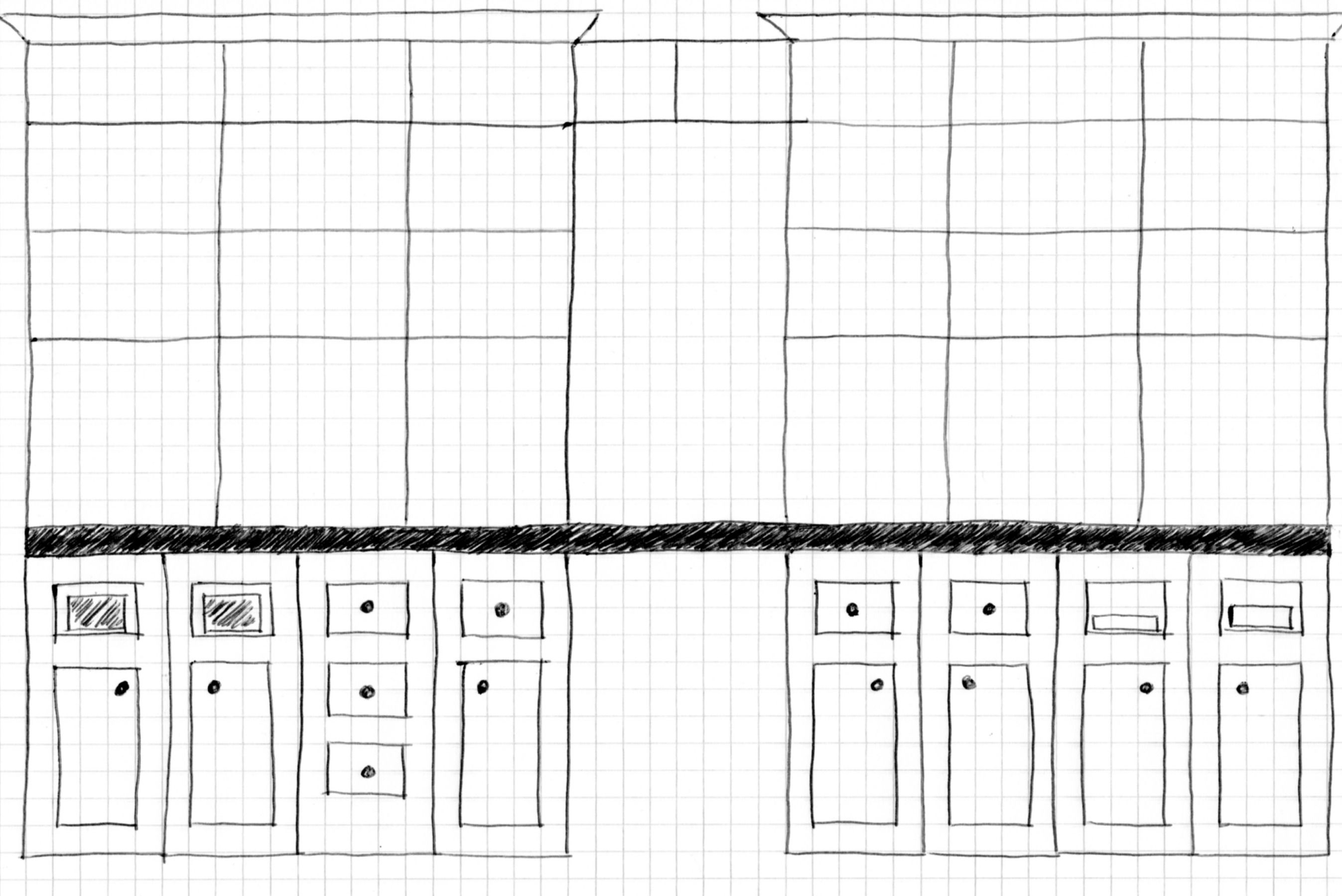 2694x1799 Sketch Of Built In Bookcase And Desk, Home Is Where My Heart Is - Bookcase Sketch
