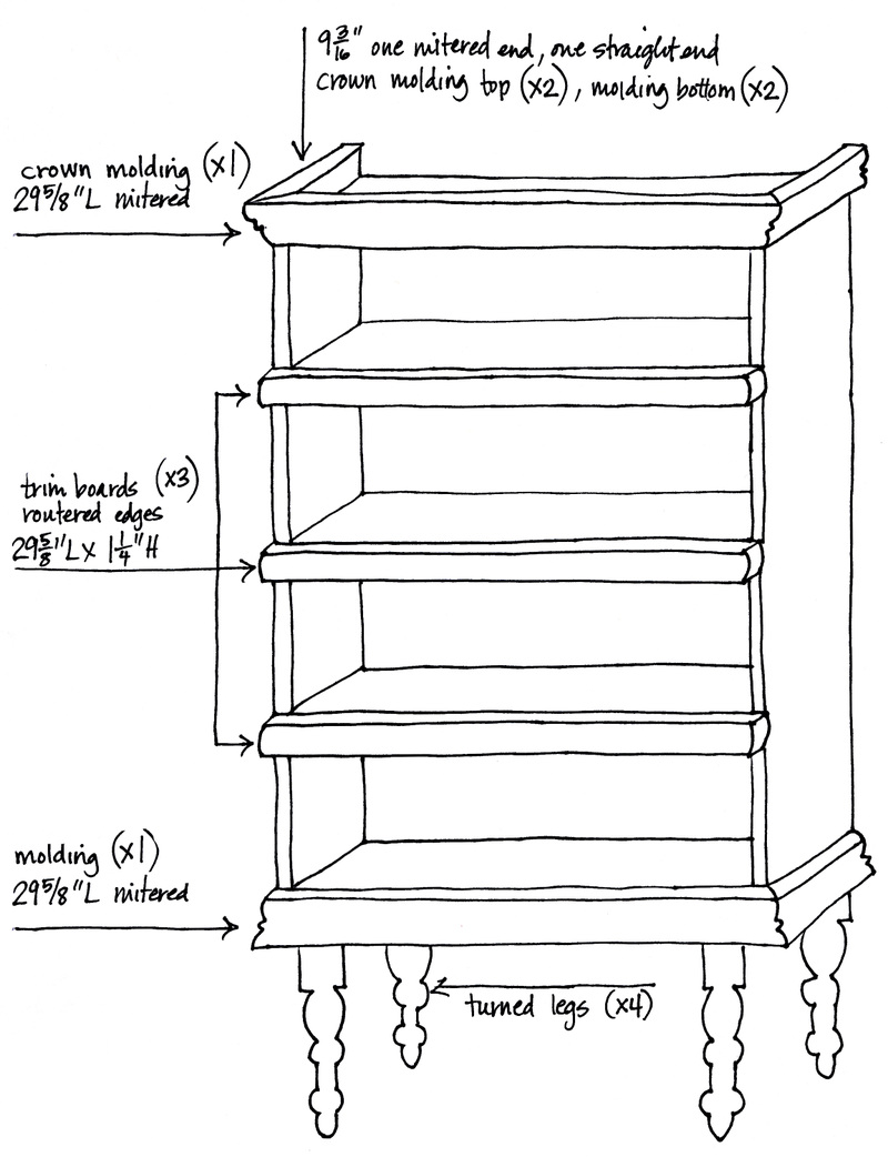 800x1042 Sketch Of Bookshelf Plan - Bookshelf Sketch