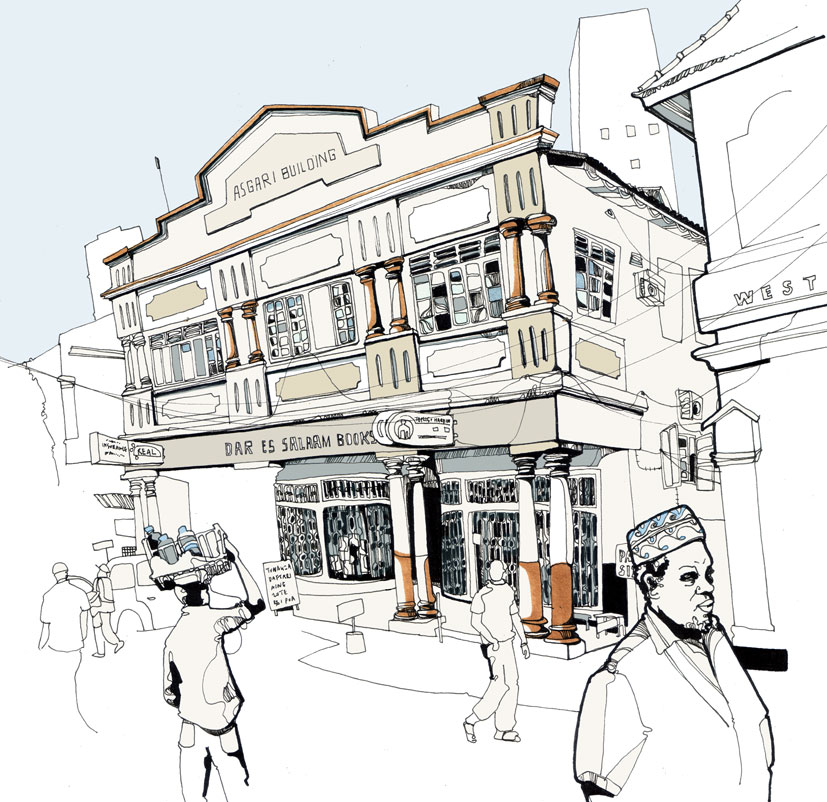 827x802 Dar Es Salaam Bookshop Dar Sketches - Bookshop Sketch