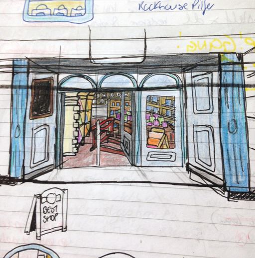512x519 Bookshop Storefront Noelle Healy Illustrator Melbourne - Bookshop Sketch