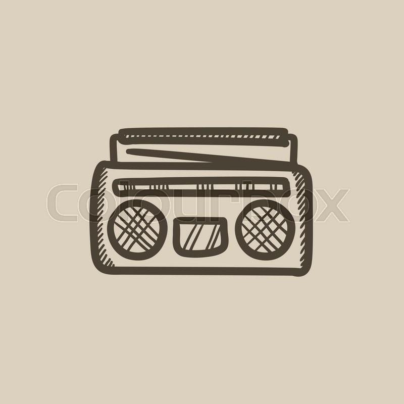 800x800 Radio Cassette Player Vector Sketch Icon Isolated On Background - Boombox Sketch