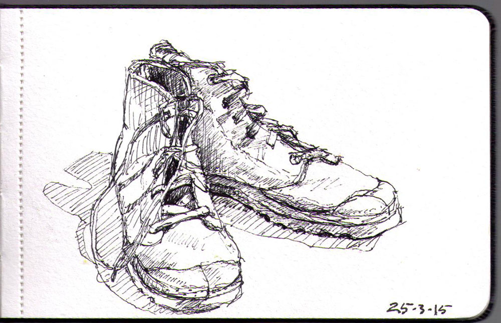 1000x646 Drawing Of A Couple Of Palladium Boots In Ballpoint Pen One - Boots Sketch