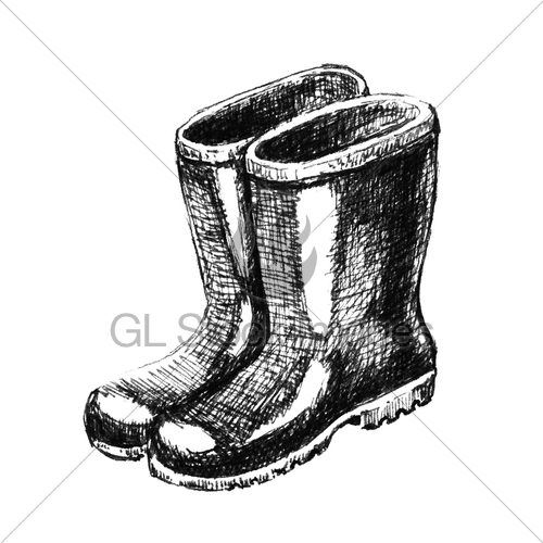 500x500 Rubber Boots. Sketch Gl Stock Images - Boots Sketch