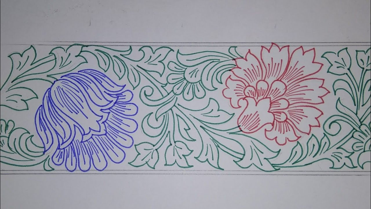 Flower Border Sketch at PaintingValley.com | Explore collection of