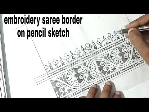 480x360 How To Draw Saree Border Design, Pencil Sketch. - Border Design Sketch