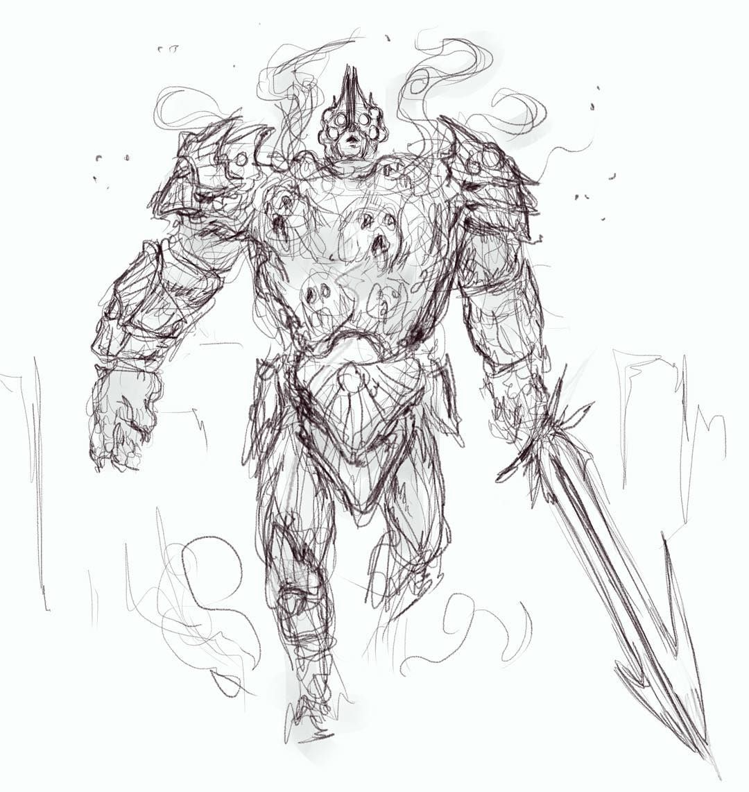 1080x1141 Inspired By Dark Souls Boss. N 349 Daily - Boss Sketch