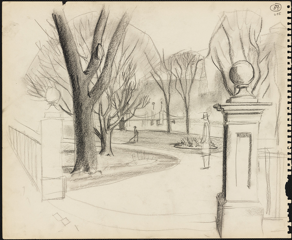 1024x843 Sketch Of The Entrance To The Boston Public Garden, - Boston Sketch