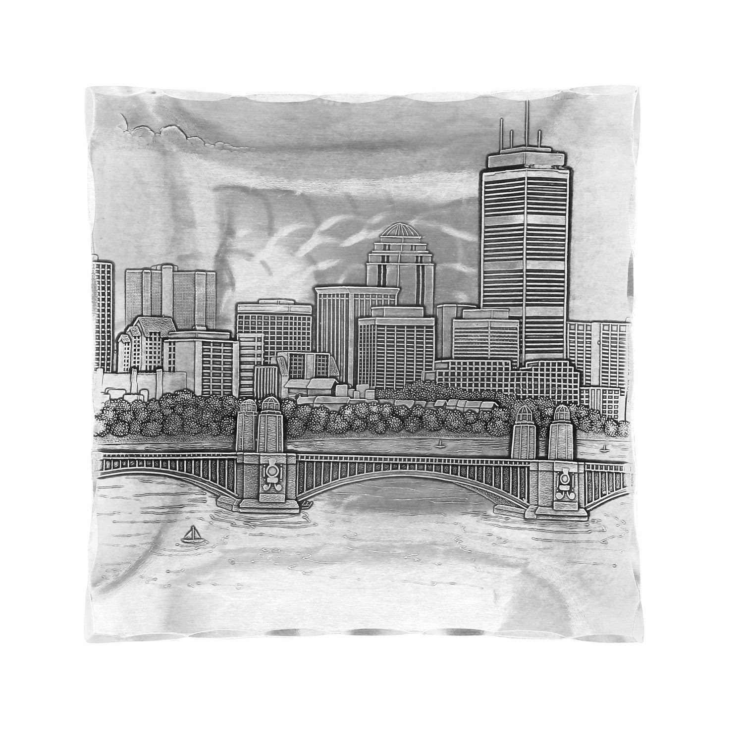 1500x1500 Boston Skyline Small Square Tray - Boston Skyline Sketch