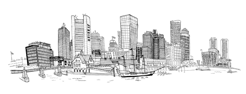 Boston Skyline Sketch at PaintingValley.com | Explore collection of ...