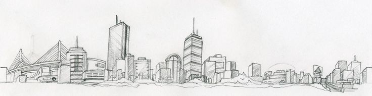 736x190 Boston Skyline Sketch - Boston Skyline Sketch