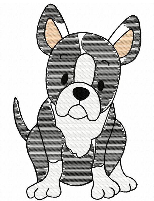 489x640 Boston Terrier Sketch Embroidery Design - Boston Terrier Sketch