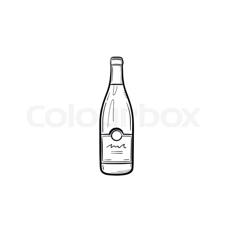 800x800 Wine Bottle Hand Drawn Outline Doodle Icon. Vector Sketch - Bottle Of Wine Sketch