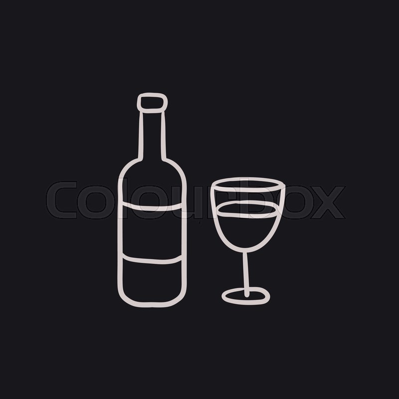 800x800 Bottle Of Wine Vector Sketch Icon Isolated On Background. Hand - Bottle Of Wine Sketch