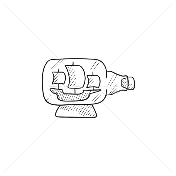 600x600 Ship Inside Bottle Sketch Icon. Vector Illustration Andrei - Bottle Sketch