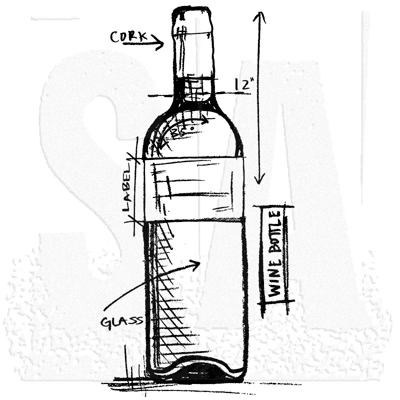 800x800 Tim Holtz Wood Mounted Stamp Wine Bottle Sketch P2 3176 - Bottle Sketch