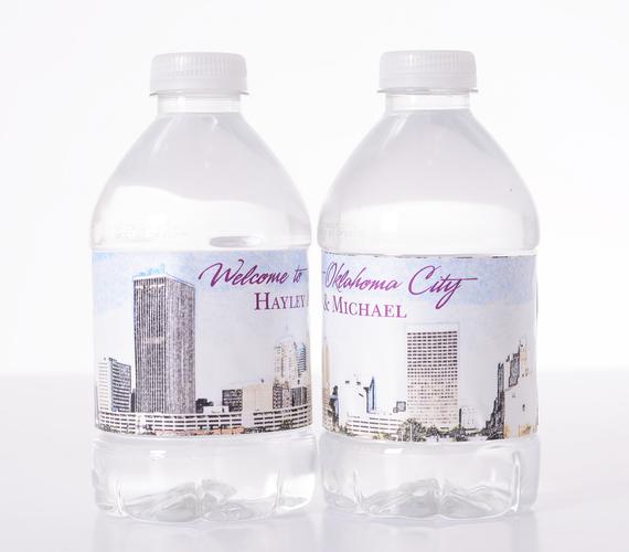 570x500 Oklahoma City Skyline Water Bottle Labels - Bottled Water Sketch