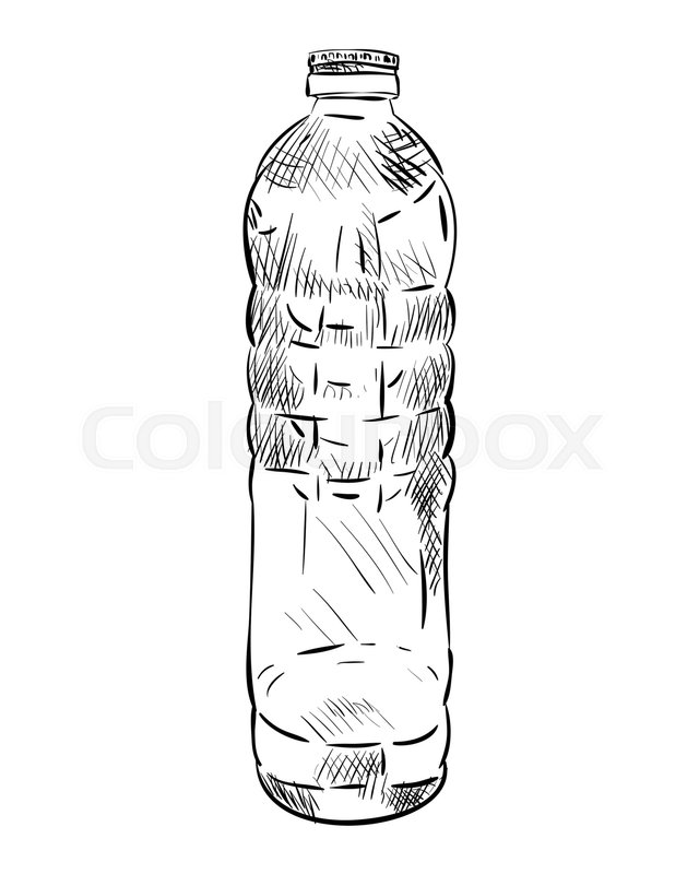 640x800 Vector Sketch Of Plastic Bottle. Hand Draw Illustration. Stock - Bottled Water Sketch