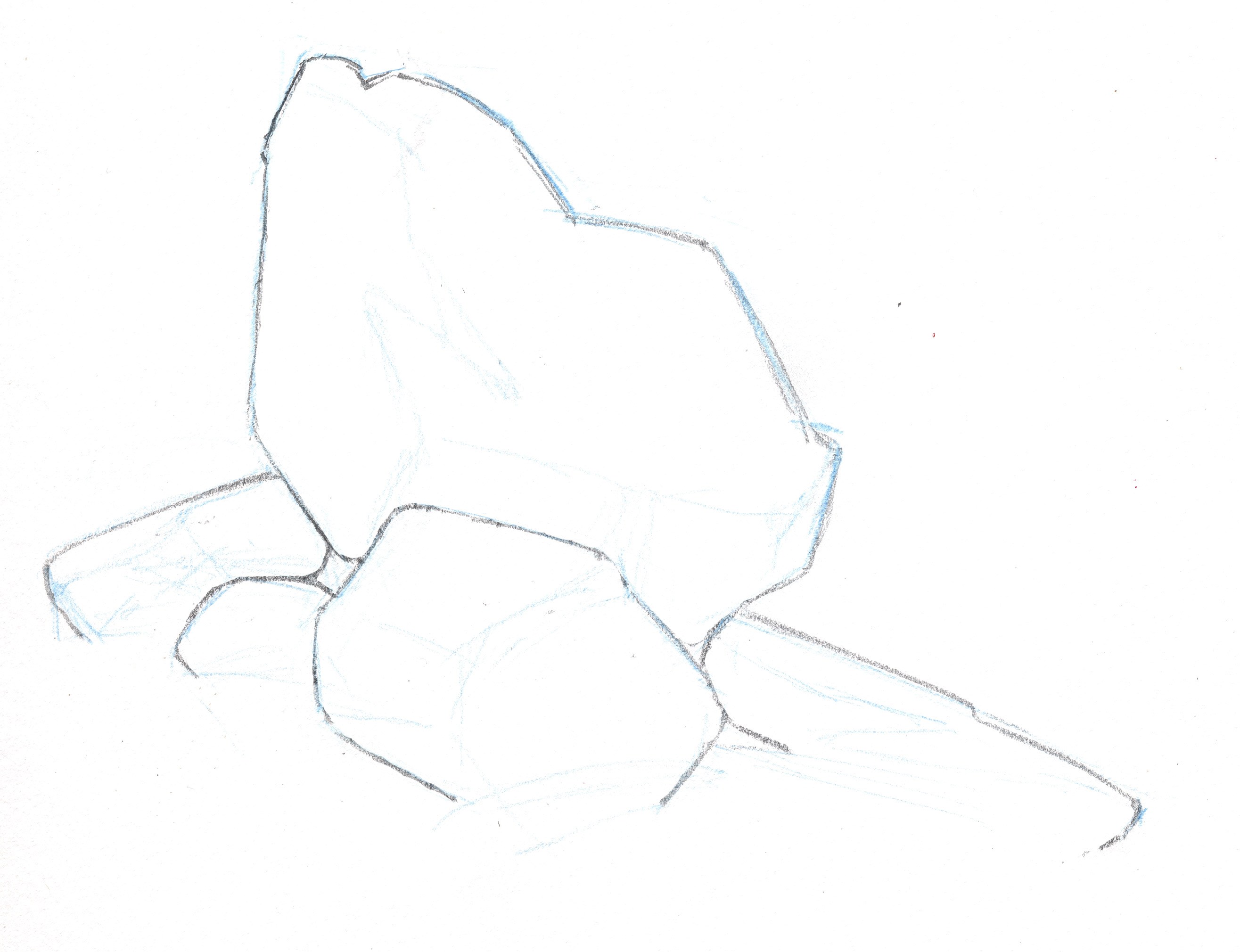 2631x2020 How To Draw Rocks - Boulder Sketch