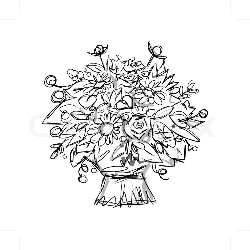 800x800 Floral Bouquet, Sketch For Your Design Stock Vector Colourbox - Bouquet Sketch
