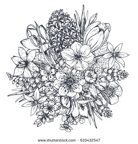 450x470 Flower Arrangement Sketch Fresh Floral Bouquet Sketch For Your - Bouquet Sketch