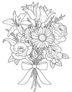 236x301 Line Drawing Flower Illustration Floral - Bouquet Sketch