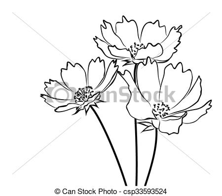 450x397 Sketch Of Wild Flowers. Sketch Of A Bouquet Wild Flowers. . - Bouquet Sketch