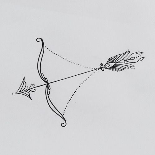 500x500 Bow Arrow Sketch Tattoo Tattoo Doodles, Sunnies - Bow And Arrow Sketch