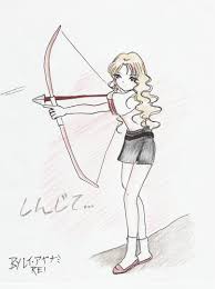 194x260 Sketch Girl Arrow Bow Drawing Anime - Bow And Arrow Sketch