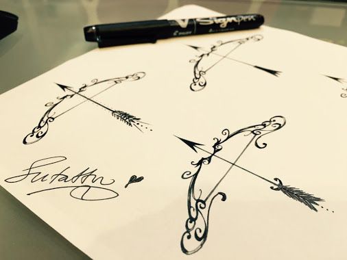 506x380 Bow And Arrow Sketch. Artist Sutattoo .for Appointments With Su - Bow Arrow Sketch