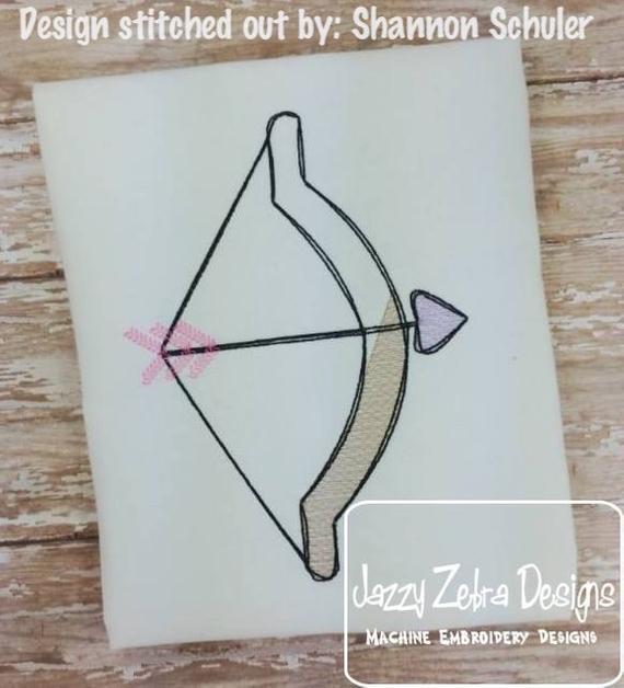 570x628 Bow With Heart Arrow Sketch Embroidery Design Valentines Day - Bow Arrow Sketch