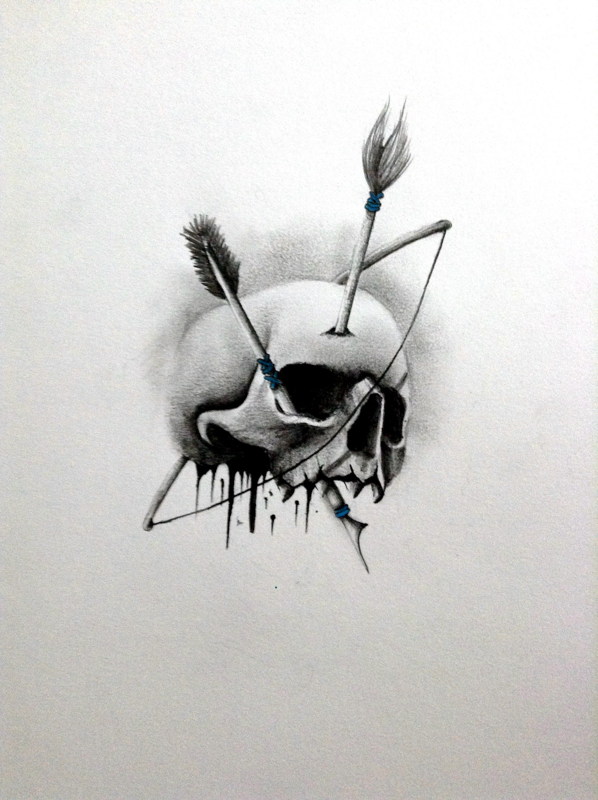 1936x2592 Tattoo Sketch Of Bow Arrow And Skull New Shit - Bow Arrow Sketch