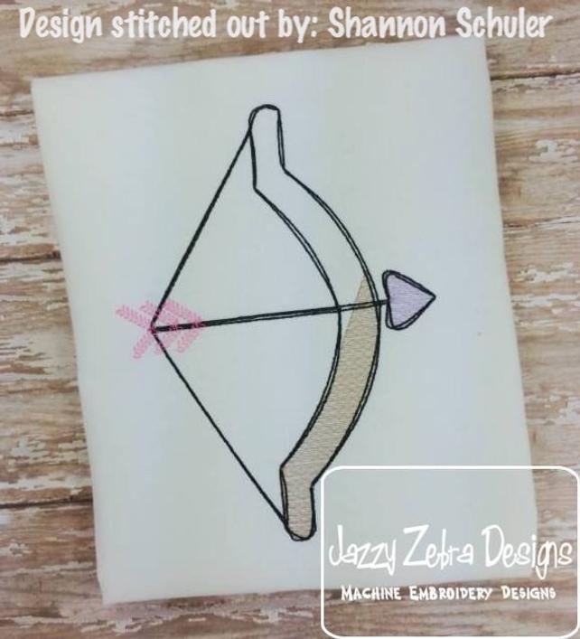 642x707 Valentine Bow With Heart Arrow Sketch Machine Embroidery Etsy - Bow Arrow Sketch
