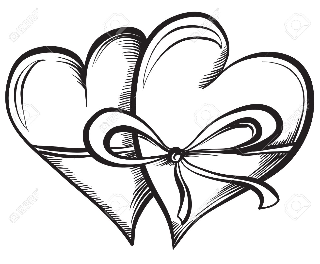 1300x1072 Drawn Ribbon Tied - Bow Ribbon Sketch