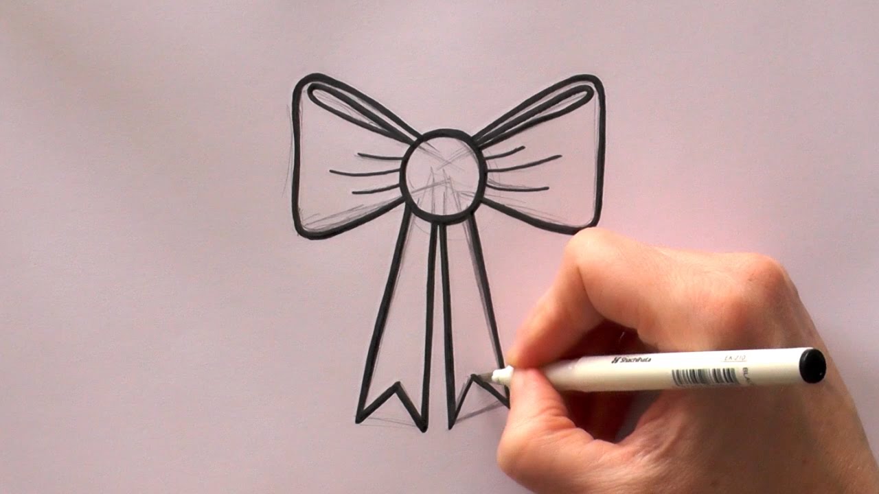 1280x720 How To Draw A Cartoon Ribbon Bow - Bow Ribbon Sketch