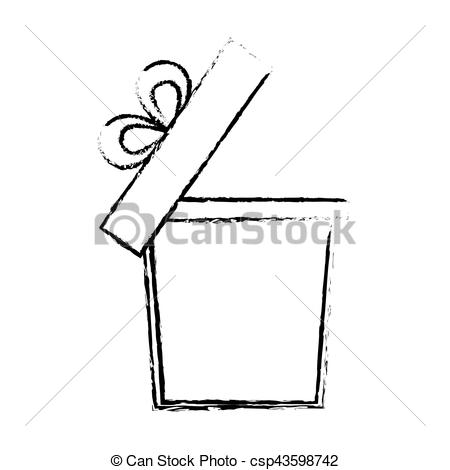 450x470 Open Gift Box Ribbon Bow Party Sketch Vector Illustration Eps 10. - Bow Ribbon Sketch