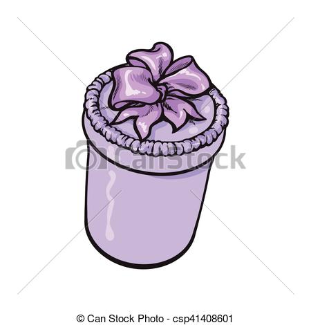 450x470 Red Cylinder Gift Box With Bow And Ribbon. Red Hand Drawn Cylinder - Bow Ribbon Sketch