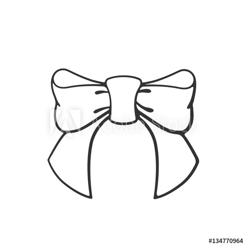 500x500 Vector Illustration. Hand Drawn Doodle Bow Knot Of Ribbon. Cartoon - Bow Ribbon Sketch