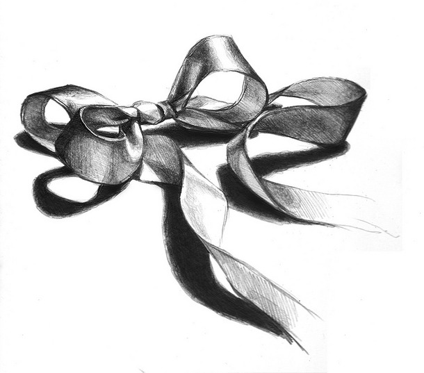 610x537 Sketch, Pencil, Drawing, Bow, Art - Bow Ribbon Sketch