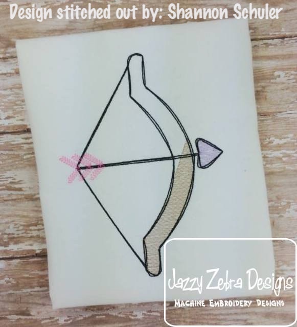 581x640 Bow With Heart Arrow Sketch Embroidery Design - Bow Sketch