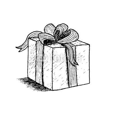 400x400 Hand Drawn Gift Box With Bow. Sketch. Vector Illustration. Buy - Bow Sketch