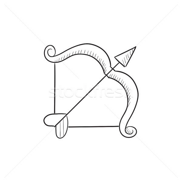 600x600 Bow And Arrow Sketch Icon. Vector Illustration Andrei Krauchuk - Bow Sketch