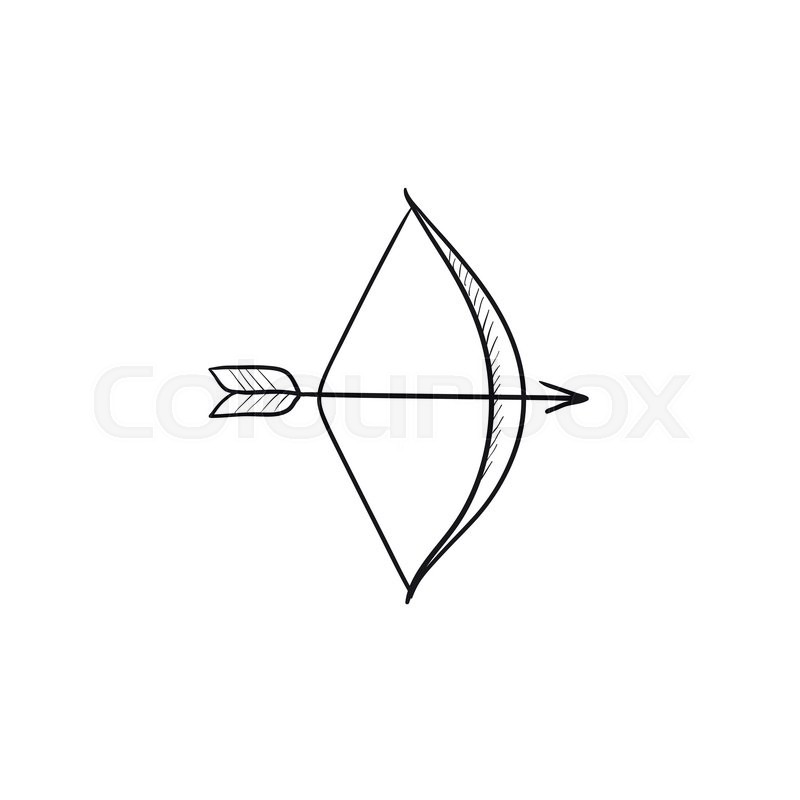 800x800 Bow And Arrow Vector Sketch Icon Isolated On Background. Hand - Bow Sketch