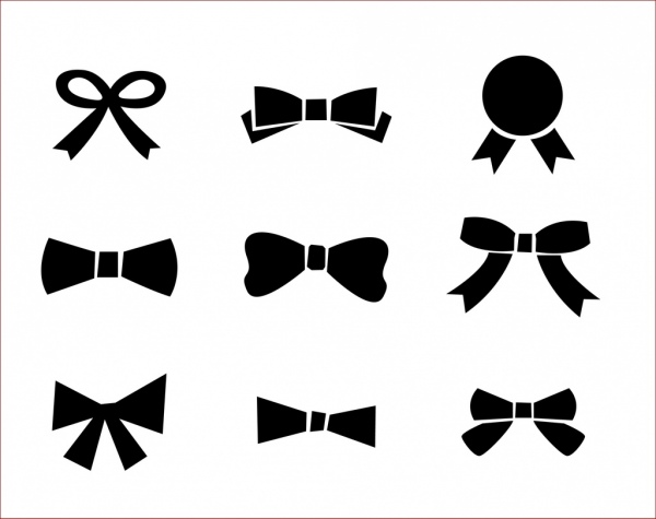 600x475 Bow Icons Collection Black Silhouette Sketch Free Vector In Adobe - Bow Tie Sketch